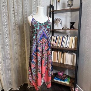 Silvergate Boho Handkerchief Hem Maxi Dress - S Paisley Patchwork Print, Flowy